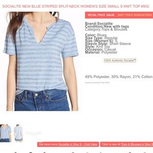 Socialite Tops - Socialite Striped Split Neck Tee • Sz S Socialite Tops - Socialite Striped Split Neck Tee • Sz S
